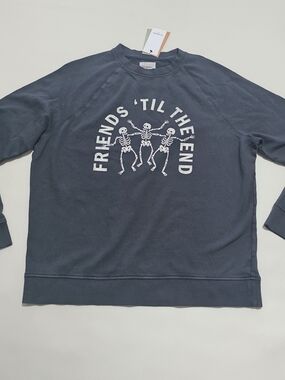 Goodfellow & Co Men's Crewneck Sweatshirt, Friends Skeletons - Charcoal Gray,L.